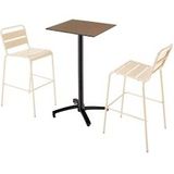 Oviala Business Set van hoge tafel in taupe laminaat en 2 witte hoge stoelen - wit 110524
