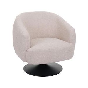Mendler Lounge fauteuil HWC-J76, draaibare cocktail fauteuil, bouclé stof metaal ~ crème-beige - beige Textiel 83069