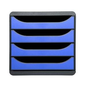 Exacompta 310779D 1x BIG-BOX ladenbox met 4 laden voor DIN A4+ documenten, Iderama, zwart-ijsblauw - blauw Synthetisch materiaal 310779D