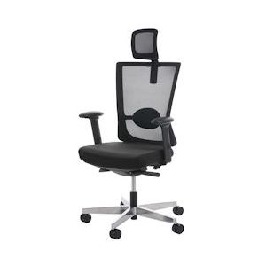 Mendler MERRYFAIR Forte bureaustoel, bureaustoel, schuiffunctie ergonomisch ~ zwart, met hoofdsteun - zwart Weefsel 44377