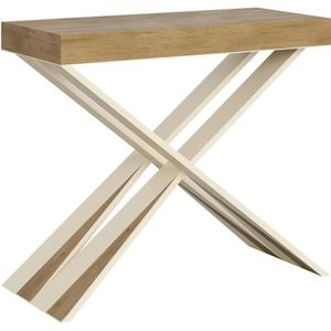 Itamoby Uitschuifbare console 90x40/300 cm Diago Wit Natuurlijk Eiken Structuur - bruin 8050598045220