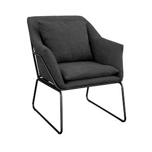 SVITA JOSIE fauteuil gestoffeerde bijzetfauteuil antraciet sofa relaxfauteuil stof - grijs Textiel 91354