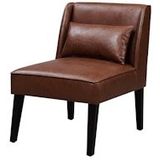 Teamson Home Marc Lounge Stoel - Bruin Leer - Met Kussen Rugsteun en Solide Houten Poten - 24.5 x 29 x 30 (Inch) - bruin Kunststof 0810014813363