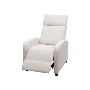 Mendler TV-fauteuil HWC-F76, relaxfauteuil, verstelbare relaxfunctie stof/textiel ~ crème - beige Textiel 70461