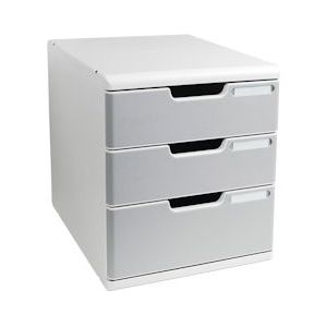 Exacompta 325041D 1x MODULO A4 modulaire ladenbox met 3 gesloten laden voor A4+ documenten, Office, grijs-graniet - grijs Synthetisch materiaal 325041D