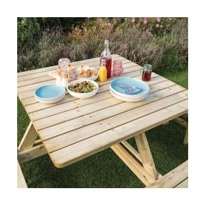 Rowlinson vierkante houten picknicktafel - 5050984395345