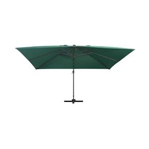 vidaXL Zweefparasol met LED-verlichting en paal 400x300 cm groen - groen 47005