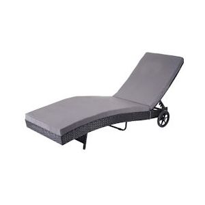 Mendler Ligstoel HWC-D80, tuinligstoel relaxligstoel, poly-rattan ~ antraciet, kussen donkergrijs - grijs Kunststof 64457