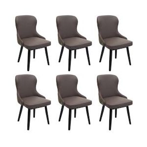 Mendler Set van 6 eetkamerstoel HWC-M60, gestoffeerde stoel keukenstoel fauteuil stoel, stof/textiel massief hout ~ donkergroen-grijs - groen Textiel 3x104714