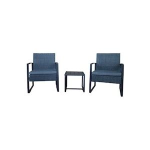 SIT Möbel 5 st. Tuinzitgroep|2 fauteuils antraciet,2 zitkussens grijs,1 tafel|polyrotan|tafelblad polywood|metalen onderstel|19000-29|serie GARTEN - meerkleurig Multi-materiaal 19000-29
