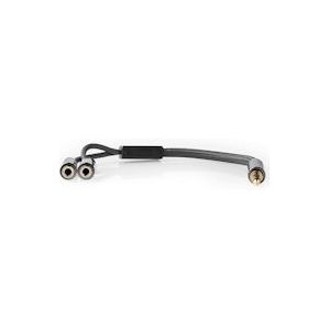 Nedis Stereo-Audiokabel - 3,5 mm Male - 2x 3,5 mm Female - Verguld - 0.20 m - Rond - Grijs / Gun Metal Grijs - Cover Window Box - 5412810319039