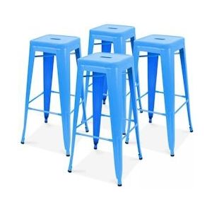 Oviala Business Set van 4 barkrukken in mat blauw staal - blauw 104974
