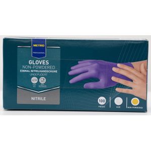 METRO PROFESSIONAL Wegwerphandschoenen, nitril, ongepoederd, maat M, paars, 100 stuks - M Nitril 397263
