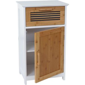 Mendler Ladekast HWC-A85, badkamermeubel bamboe, 71x40x31cm wit - bruin Bamboe 57145