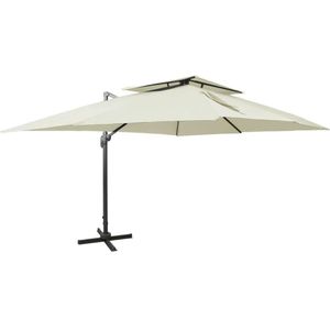 vidaXL Zweefparasol met dubbel dak 400x300 cm zandkleurig - 312369