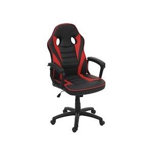 Mendler Bureaustoel HWC-F59, bureaustoel bureaustoel racestoel gamestoel, kunstleer ~ zwart/rood - rood Synthetisch materiaal 70064