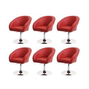 Mendler Set van 6 eetkamerstoelen HWC-F19, keukenstoel draaistoel loungestoel, in hoogte verstelbaar ~ kunstleer rood - rood Synthetisch materiaal 6x75711