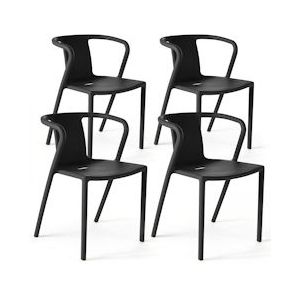 Oviala Business Set van 4 zwarte plastic stoelen - zwart 106673