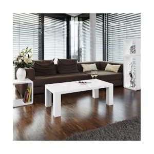 SalesFever salontafel rechthoekig | hoogglans gelakt | MDF hout | B 120 x D 60 x H 40 cm | wit - wit Vervaardigd hout 399279