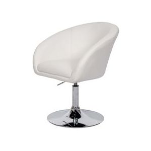 Mendler Eetkamerstoel HWC-F19, keukenstoel draaistoel loungestoel, in hoogte verstelbaar ~ kunstleer wit - wit Synthetisch materiaal 69248