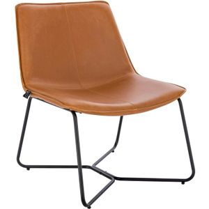 SVITA RON lounge fauteuil cocktail fauteuil clubfauteuil zonder armleuningen metalen frame lederlook cognac - bruin Synthetisch materiaal 91219