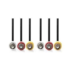 Nedis Composiet Videokabel - 3x RCA Male - 3x RCA Male - Vernikkeld - 480p - 10.0 m - Rond - PVC - Zwart - Envelop - 5412810280186