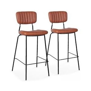 Oviala Business Set van 2 hoge stoelen in donkerbruin gecoat textiel - bruin Textiel 108251