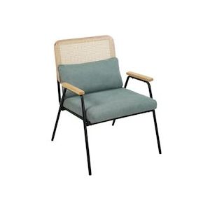 SVITA THEA lounge stoel rotan fauteuil retro fauteuil rotan groen - groen Polyester 94151