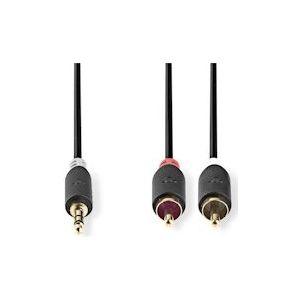 Nedis Stereo-Audiokabel - 3,5 mm Male - 2x RCA Male - Verguld - 5.00 m - Rond - Antraciet - Doos - CABW22200AT50
