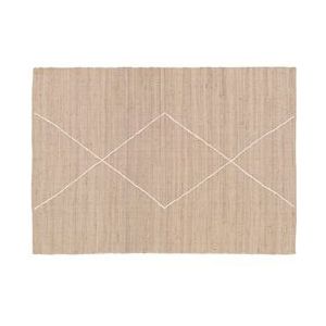 Oviala Business Naturel jute vloerkleed met handgeweven ruitpatroon, 200 x 290 cm - beige 108508