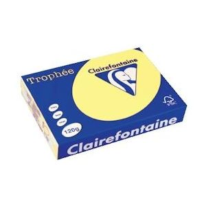 Clairefontaine Trophée Pastel, gekleurd papier, A4, 120 g, 250 vel, citroengeel - 3329680120707