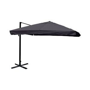 Mendler Zweefparasol HWC-A96, parasol, 3x3m (Ø4.24m) polyester/aluminium 23kg ~ Flap, antraciet zonder voet, draaibaar - zwart Textiel 138990+122472