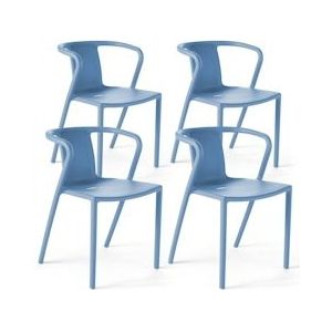 Oviala Business Set van 4 blauwe plastic stoelen - Oviala - blauw Kunststof 104318