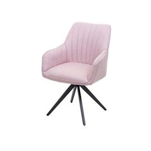 Mendler Eetkamerstoel HWC-H73, keukenstoel fauteuil, retro staal stof/textiel ~ roze - roze Weefsel 73954
