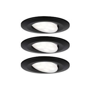 Paulmann LED-inbouwlamp Calla Basisset zwenkbaar IP65 rond 90mm  3x6W 3x530lm 230V  4000K Zwart mat 99991 - zwart 99991