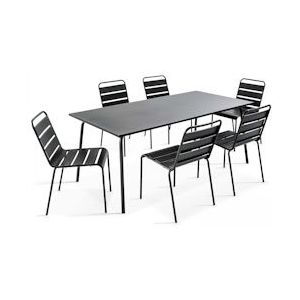 Oviala Business Set van tuintafel en 6 stoelen in antraciet metaal - grijs Staal 105016