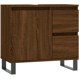 vidaXL Badkamerkast 65x33x60 cm bewerkt hout bruineikenkleurig