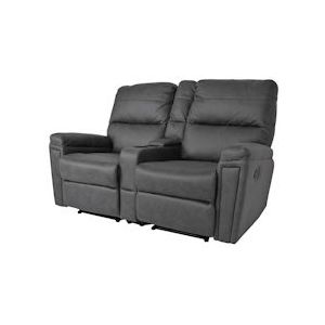 Mendler 2-zits bioscoopfauteuil HWC-K17, relaxfauteuil TV fauteuil bank, nosa ophanging bekerhouder vak ~ stof/textiel donkergrijs - grijs Textiel 89378+89379+89380
