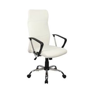 SVITA AIKO bureaustoel bureaustoel werkstoel directiefauteuil met wielen armleuningen hoge rugleuning in hoogte verstelbaar schommelmechanisme wit - wit 95156