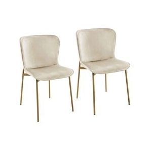 SVITA MARY set van 2 eetkamerstoelen Gestoffeerde stoel zonder armleuningen Keukenstoel Woonkamerstoel Beige - beige Polyester 91236