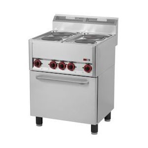 RedFox Gastro elektrische kookplaat 4 platen met oven 11.13kW E-Stove Oven Convectie - zilver Roestvrij staal SPT-60ELS