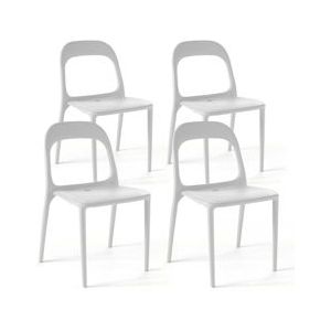 Oviala Business Set van 4 witte plastic stoelen - wit 103528