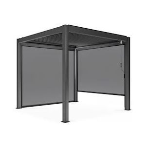 Oviala Business Vrijstaande bioklimatologische pergola 3x3m en 2 luifels 2,66 x 2,34m - grijs Aluminium 109328