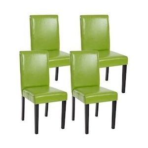 Mendler Set van 4 eetkamerstoelen Keukenstoel Littau ~ kunstleer, groen, donkere poten - groen Synthetisch materiaal 33707