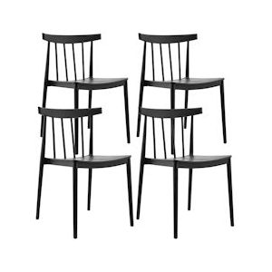 Oviala Business Set van 4 zwarte kunststof terrasstoelen - zwart 111538