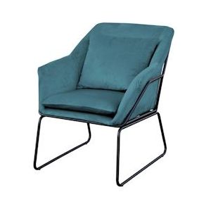 SVITA JOSIE fauteuil gestoffeerde bijzetfauteuil petrol single couch relax fauteuil fluweel - blauw Textiel 91351