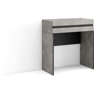 SKRAUT HOME Kaptafel, Make-uptafel, Toilettafel Met Opbergruimte, 70x35x75cm, Met lade, Slaapkamer, Moderne stijl, Cement - 454_1 - grijs Synthetisch materiaal 454_1