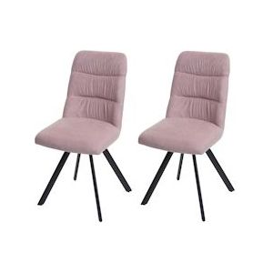 Mendler Set van 2 eetkamerstoelen HWC-J69, keukenstoel, draaibare autostoel, fluweel ~ roze - roze Textiel 82599