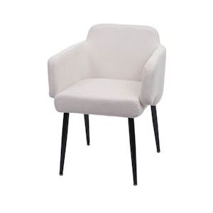 Mendler Eetkamerstoel HWC-L13, gestoffeerde stoel keukenstoel met armleuningen, stof/textiel metaal ~ crème-wit - wit Textiel 98075