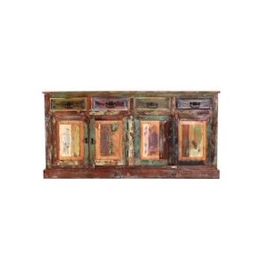 SIT Möbel Dressoir | 4 Deuren, 4 Laden | Oud hout gelakt | gekleurd | B 160 x D 40 x H 80 cm | 09113-98 | Serie RIVERBOAT - meerkleurig Multi-materiaal 09113-98